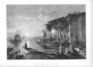 CONSTANTINOPLE THE GOLDEN HORN After JACOBS Engraved by PRIOR,1870's Steel Engraving