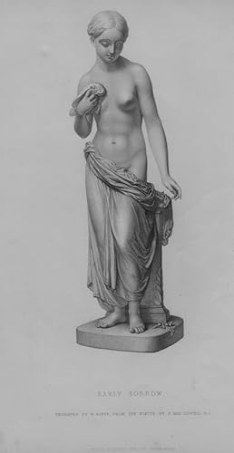 EARLY SORROW,STATUE After ROFFE Engraved by MAC DOWELL,1851 Steel Engraving