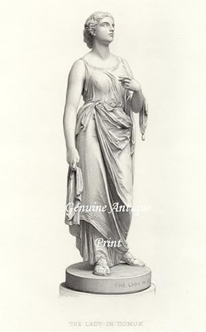 THE LADY IN COMUS After STATUE By CRITTENDEN Engraved BY ROFFE,1851 Steel Engraving