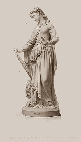 STATUE OF ELAINE After WILLIAMSON Engraved by STODART ,1877 Steel Engraving