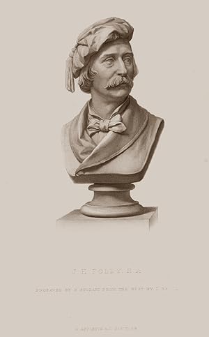 J.H. FOLEY From Bust by BROCK Engraved by STODART,1877 Steel Engraved Historical Sculpture Portrait
