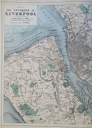 Liverpool England Mersey River 1881 Edward Weller large detailed city plan