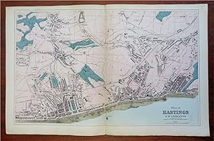 Hastings & St. Leonard's West Sussex England 1881 Edward Weller city plan