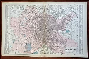 Birmingham West Midlands England 1881 Edward Weller detailed city plan