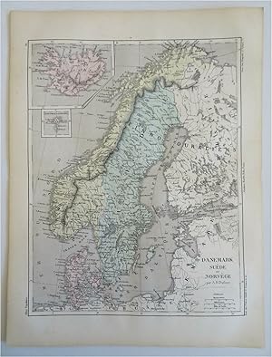 Scandinavia Sweden Denmark Norway Iceland c. 1855 Dufour map