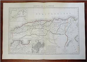 Algeria North Africa Algiers City Plan & Environs c. 1840-45 Vuillemin map