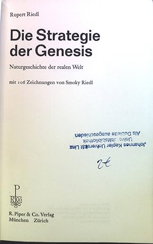 Image du vendeur pour Die Strategie der Genesis : Naturgeschichte d. realen Welt. mis en vente par books4less (Versandantiquariat Petra Gros GmbH & Co. KG)