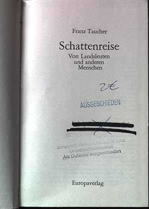 Seller image for Schattenreise : von Landsleuten und anderen Menschen. for sale by books4less (Versandantiquariat Petra Gros GmbH & Co. KG)
