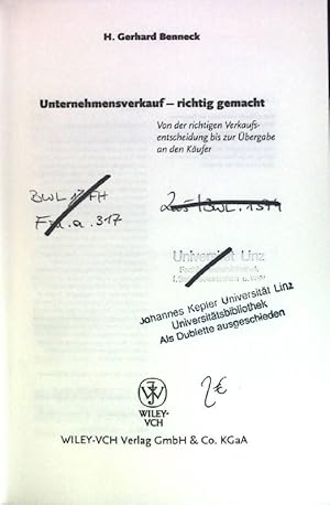 Seller image for Unternehmensverkauf - richtig gemacht: Von der Verkaufsentscheidung bis zur bergabe an den Kufer. for sale by books4less (Versandantiquariat Petra Gros GmbH & Co. KG)