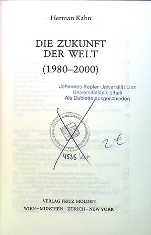 Bild des Verkufers fr Die Zukunft der Welt : (1980 - 2000). zum Verkauf von books4less (Versandantiquariat Petra Gros GmbH & Co. KG)