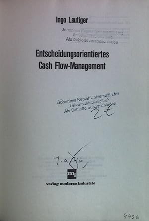 Seller image for Entscheidungsorientiertes Cash-flow-Management. for sale by books4less (Versandantiquariat Petra Gros GmbH & Co. KG)