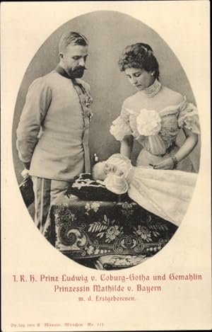 Ansichtskarte / Postkarte Prinz Ludwig von Sachsen Coburg Gotha, Gemahlin, Prinzessin Mathilde vo...