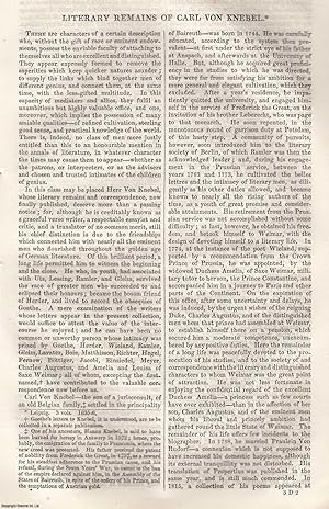 Seller image for Literary Remains of Carl Von Knebel. An original article from Tait's Edinburgh Magazine, 1836. for sale by Cosmo Books