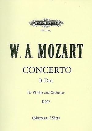 Bild des Verkufers fr Concerto No. 1 in B Flat K207 (Edition for Violin and Piano) : Cadenzas by Hans Sitt zum Verkauf von Smartbuy