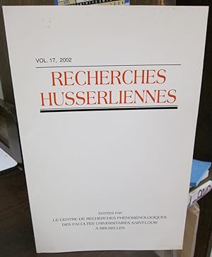 Imagen del vendedor de Recherches husserliennes, Vol. 17, 2002 a la venta por Atlantic Bookshop