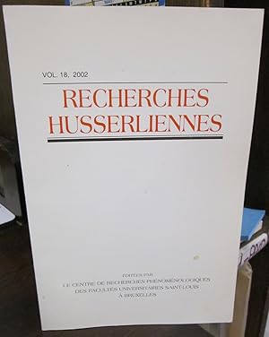 Imagen del vendedor de Recherches husserliennes, Vol. 18, 2002 a la venta por Atlantic Bookshop