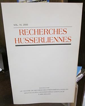 Imagen del vendedor de Recherches husserliennes, Vol. 14, 2000 a la venta por Atlantic Bookshop