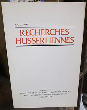 Imagen del vendedor de Recherches husserliennes, Vol. 3, 1995 a la venta por Atlantic Bookshop
