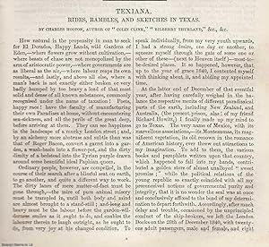 Bild des Verkufers fr Texiana: Rides, Rambles, and Sketches in Texas (Part 1). An original article from Tait's Edinburgh Magazine, 1843. zum Verkauf von Cosmo Books