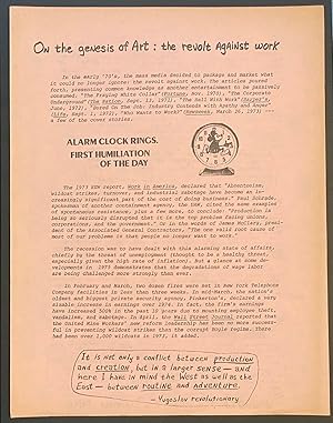 On the genesis of art: the revolt against work [handbill]