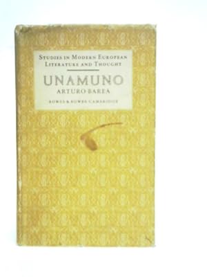 Imagen del vendedor de Unamuno (Studies in Modern European Literature and Thought) a la venta por World of Rare Books
