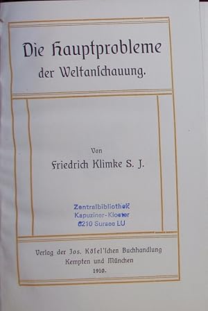 Imagen del vendedor de Die Hauptprobleme der Weltanschauung. a la venta por Antiquariat Bookfarm