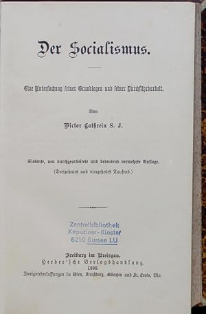Seller image for Der Sozialismus. Eine Untersuchung seiner Grundlagen und seiner Durchfhrbarkeit. Ed. 7. for sale by Antiquariat Bookfarm