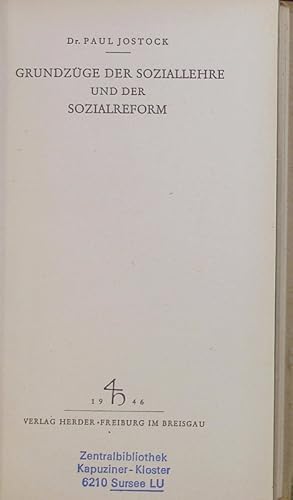 Seller image for Grundzge der Soziallehre und der Sozialreform. for sale by Antiquariat Bookfarm