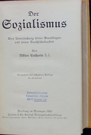 Seller image for Der Sozialismus. Eine Untersuchung seiner Grundlagen und seiner Durchfhrbarkeit. Ed. 14. for sale by Antiquariat Bookfarm