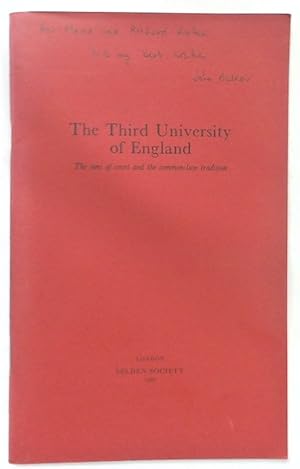 Bild des Verkufers fr The Third University of England. The Inns of Court and the Common-Law Tradition. zum Verkauf von Plurabelle Books Ltd
