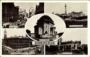 Seller image for Ansichtskarte / Postkarte Birmingham West Midlands England, Colmore Row, Hall of Memory, University, Art Gallery, Cathedral for sale by akpool GmbH