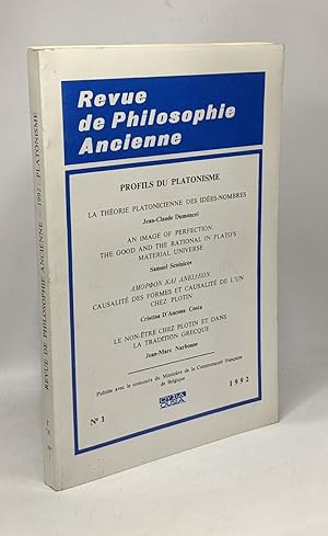 Image du vendeur pour Revue de philosophie ancienne - N1 1992 --- profils du platonisme mis en vente par crealivres