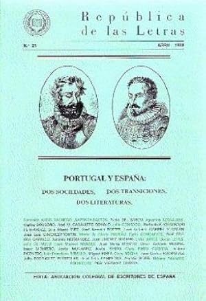 Seller image for REPBLICA DE LAS LETRAS N 21. Revista de la Asociacin Colegial de Escritores de Espaa. Abril 1998 Portugal y Espaa: Dos sociedades, dos transiciones, dos literaturas. Presentacin de Juan Manuel Velasco. Colaboradores: Fernando Assis Pacheco, Pablo del Barco, Agustina Bessa-Luis, Carlos Bousoo, Jess Pardo, Jos M. caballero Bonald, Jlio Conrado, Luis Mateo Dez, Jos Antonio Fortes, Jos Antonio Gabriel y Galn, Jos Luis Gimnez-Frontn, Ral Guerra garrido, Joo de Melos, Jos Mara Merino, Csar Antonio Molina, Clara Rocha, Julio Rodrguez Purtolas. for sale by Librera y Editorial Renacimiento, S.A.