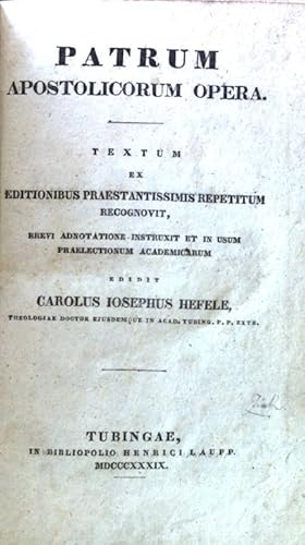 Imagen del vendedor de Patrum apostolicorum Opera; a la venta por books4less (Versandantiquariat Petra Gros GmbH & Co. KG)