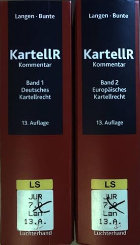 Image du vendeur pour Kommentar zum deutschen und europischen Kartellrecht (2 Bnde KOMPLETT) - Bd.1: Deutsches Kartellrecht/ Bd.2: Europisches Kartellrecht. mis en vente par books4less (Versandantiquariat Petra Gros GmbH & Co. KG)