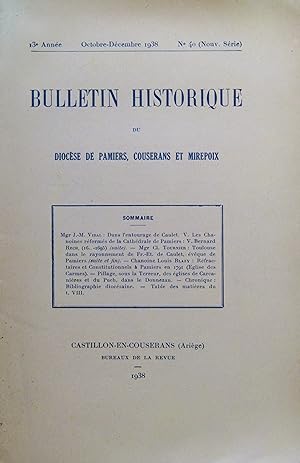 Seller image for BULLETIN HISTORIQUE DU DIOCSE DE PAMIERS, COUSERANS ET MIREPOIX Nouvelle Srie 13e Anne N 40 Octobre-Dcembre 1938 for sale by Bouquinerie L'Ivre Livre
