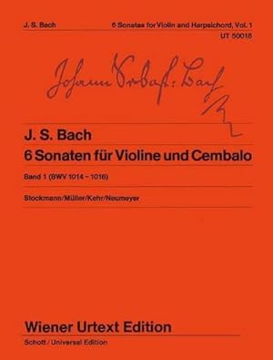 Bild des Verkufers fr 6 Sonaten : Nach den Abschriften. Band 1. BWV 1014 - 1016. Violine und Cembalo (Klavier). zum Verkauf von AHA-BUCH GmbH