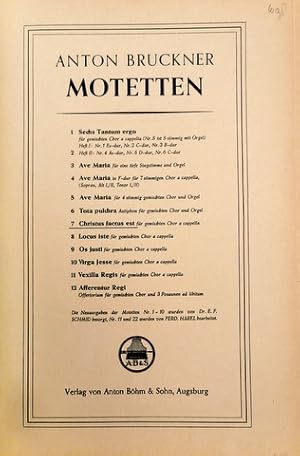 Bild des Verkufers fr Motetten. Nr. 7: Christus factus est, Nr. 11: Vexilla regis. Fr gemischten Chor a cappella zum Verkauf von Paul van Kuik Antiquarian Music