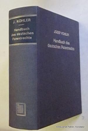 Bild des Verkufers fr Handbuch des deutschen Patentrechts. Neudruck der Ausgabe Mannheim 1900 mit dem Sach- und Schlagwortverzeichnis von F. Rathenau (1904). Aalen, Scientia, 1980. 1 Bl., XVIII, 971, 45 S. Or.-Lwd.; minimal fleckig. (ISBN 3511009642). zum Verkauf von Jrgen Patzer