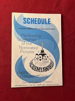 February 21, 1976 Screening Schedule for the 48th Annual Academy Awards (ONE FLEW OVER THE CUCKOO...