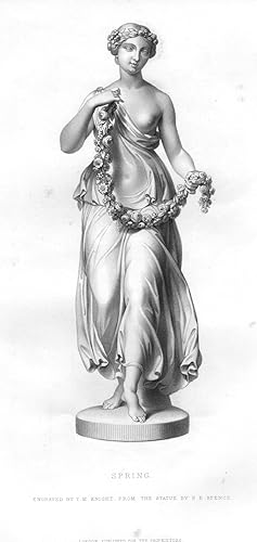 SPRING STATUE After SPENCE Engraved by KNIGHT,1856 Steel Engraving