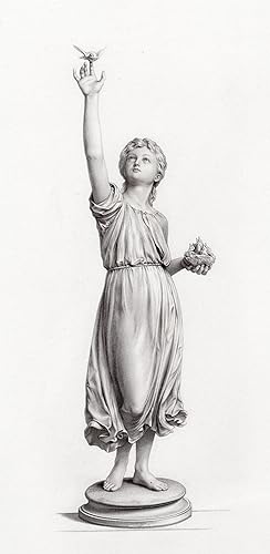 THE FIRST FLIGHT Afterr Statue By A. BRUCE JOY Engraved by ROFFE,1877 Steel Engraving
