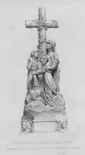MONUMENT TO DAVID REID After SCUPTURE By C.B. BIRCH Engraved By Balding,1864 Steel Engraving