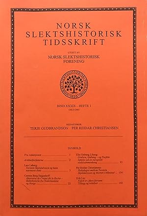 Image du vendeur pour Norsk Slektshistorisk Tidsskrift bind XXXIX hefte 1 (NST) mis en vente par Hgenhoff Media