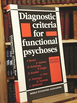 Imagen del vendedor de Diagnostic Criteria for Functional Psychoses a la venta por Henniker Book Farm and Gifts
