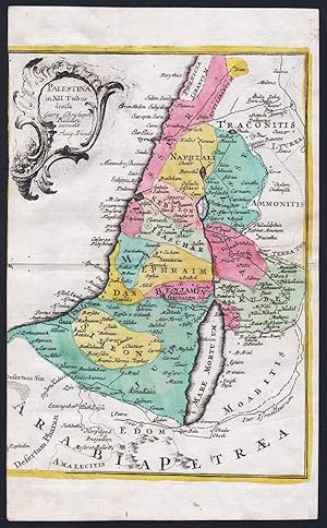 "Palestina in XII. Tribus divisa" - Palestine Palästina Israel Jerusalem Judaica Holy Land