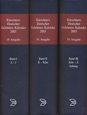 Seller image for Krschners Deutscher Gelehrten-Kalender 2003, 3 Bde. zsm. Bio-bibliographisches Verzeichnis deutschsprachiger Wissenschaftler der Gegenwart. Bd. 1: A-J, Bd. 2: K-Scho, Bd. 3: Schr-Z, Anhang. for sale by Fundus-Online GbR Borkert Schwarz Zerfa