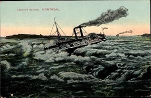 Ansichtskarte / Postkarte Montreal Québec Kanada, Lachine Rapids, Dampfer, Stromschnellen