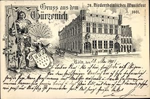 Litho Köln am Rhein, Gürzenich, 78. Niederrheinisches Musikfest 1901, Wappen
