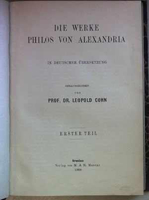 Bild des Verkufers fr Schriften der jdisch-hellenistischen Literatur in deutscher bersetzung: BAND I: Die Werke Philos von Alexandria, erster Teil. zum Verkauf von books4less (Versandantiquariat Petra Gros GmbH & Co. KG)